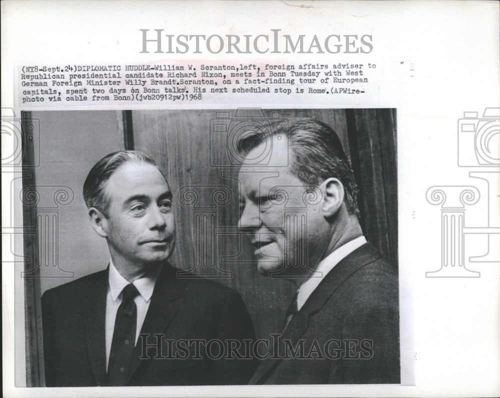 1968 Press Photo Scranton foreign affairs Nixon Brandt - Historic Images