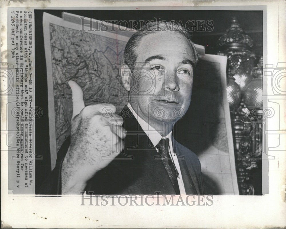 1966 Press Photo Governor William Scranton Pennsylvania - Historic Images