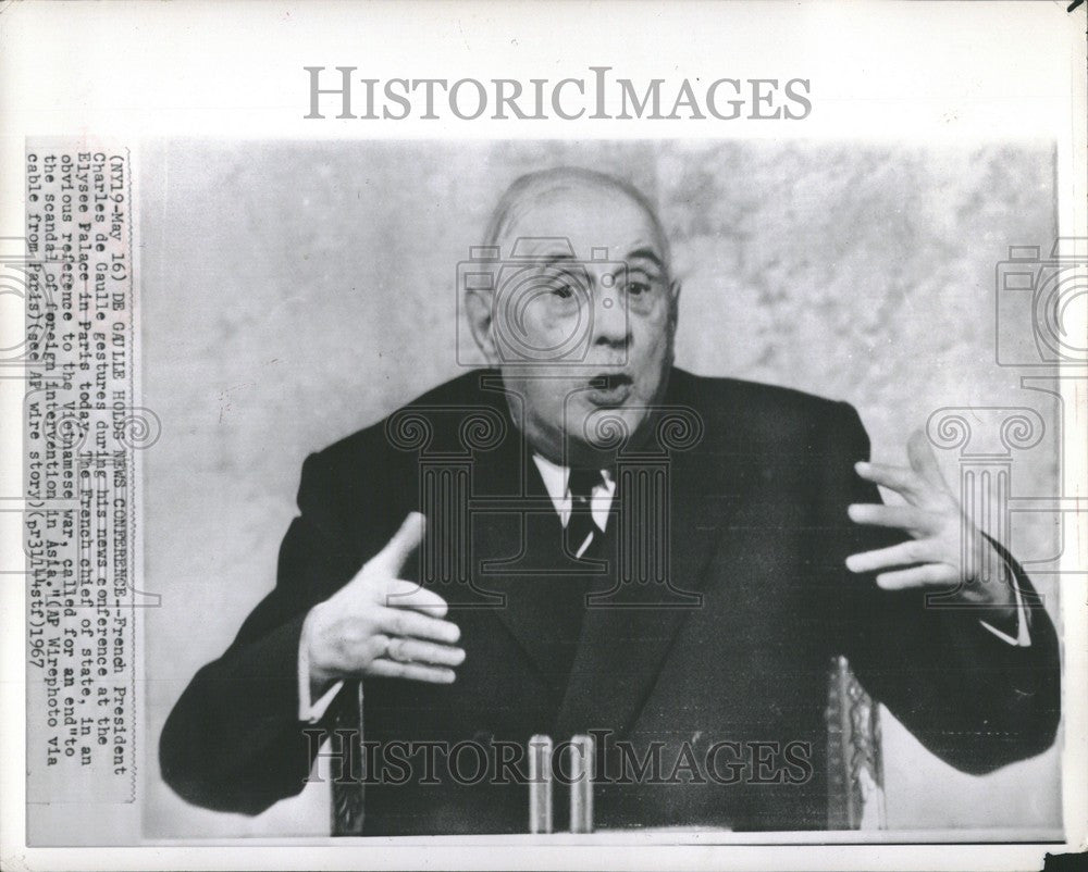 1967 Press Photo President Charles de Gaulle France - Historic Images