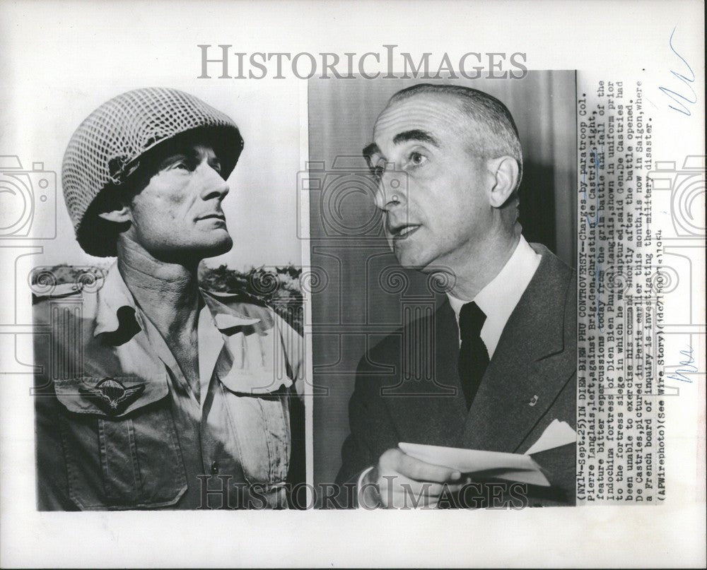 1954 Press Photo Brig Gen Christian de Castries France - Historic Images