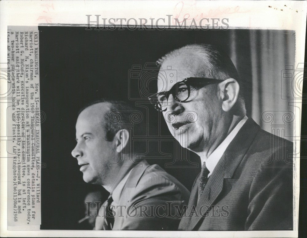 1968 Press Photo J. Willard Marriot Nixon Inauguration - Historic Images