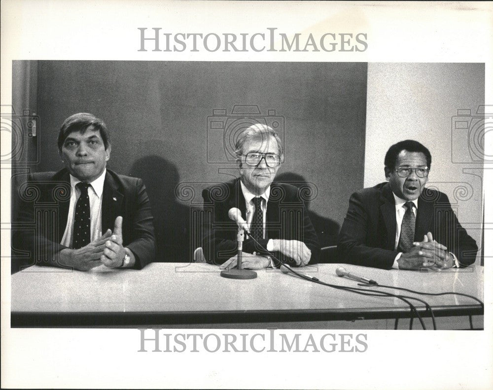 1983 Press Photo Hugh Jarvis Albert Shanker John Elliot - Historic Images