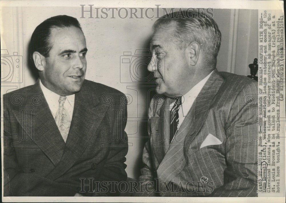 1941 Press Photo Luke Sewell Caoch St. Louis Browns - Historic Images