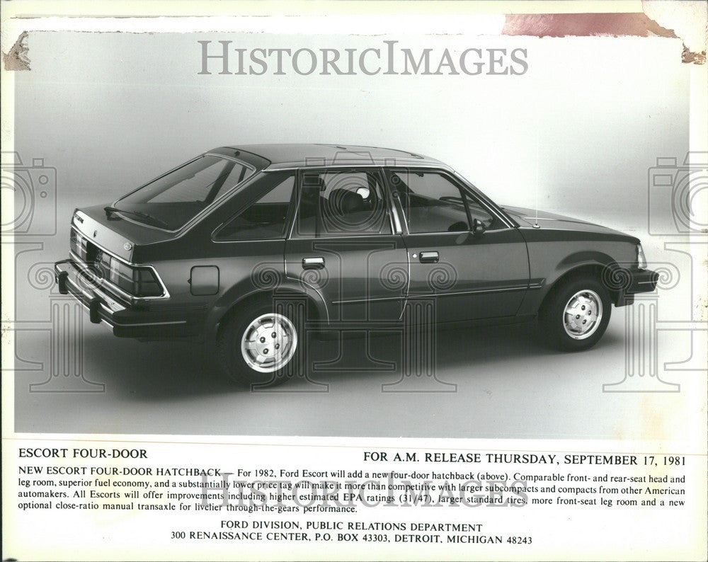 1982 Press Photo Ford Escort automobile - Historic Images