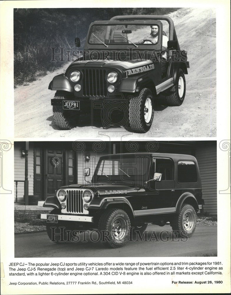 1980 Press Photo Vehicle Jeep - Historic Images