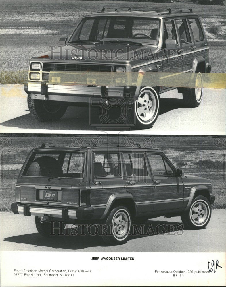 1987 Press Photo Jeep Wagoneer Sport Utility Vehicle - Historic Images