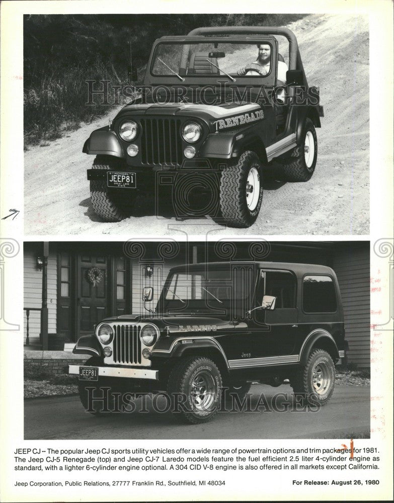 1983 Press Photo 1981 Jeep CJ sports utility vehicles - Historic Images