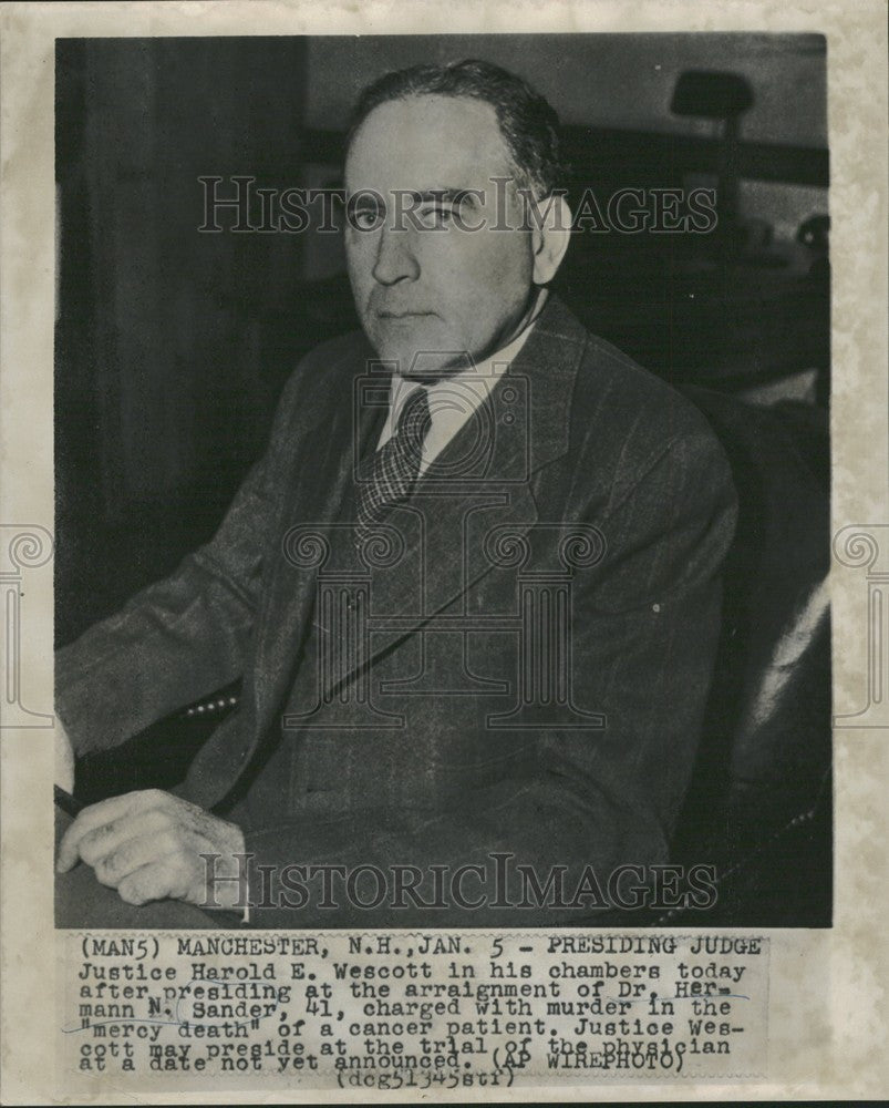 1956 Press Photo Justice Harold E. Wescott - Historic Images