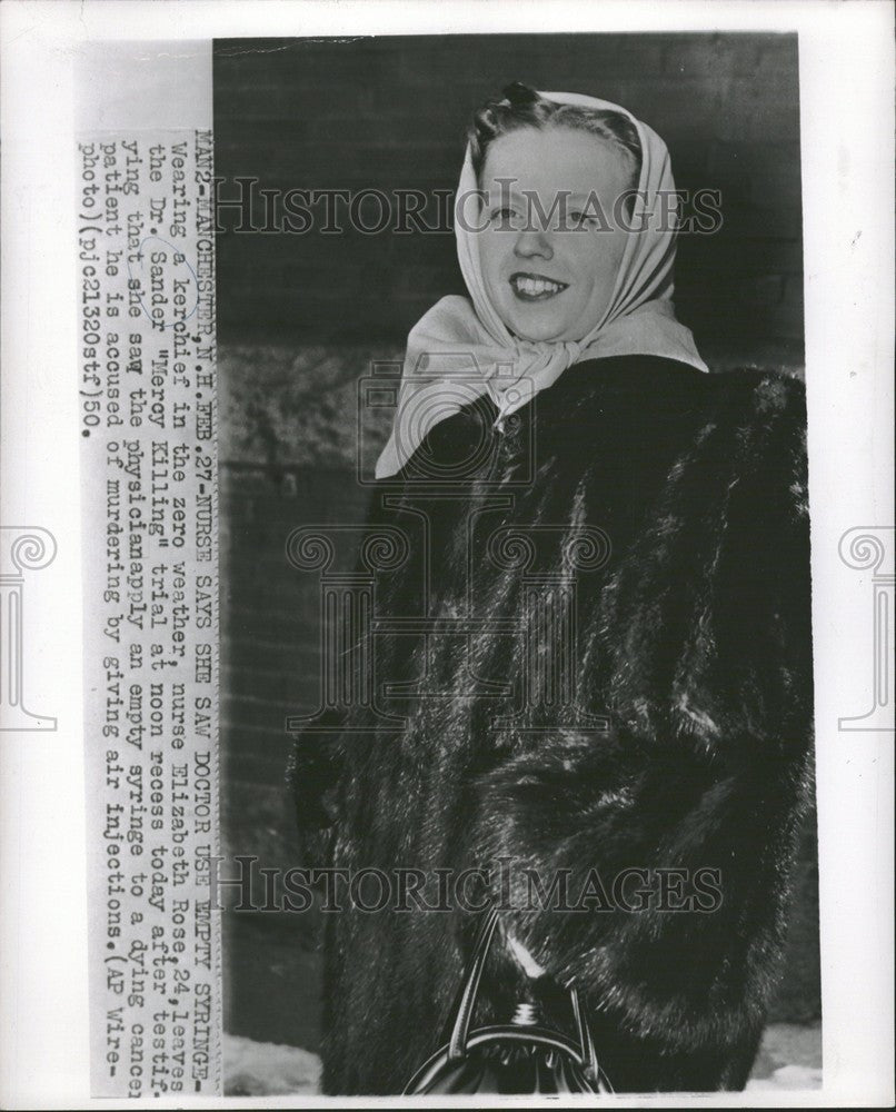 1950 Press Photo Nurse Elizabeth Rose - Historic Images