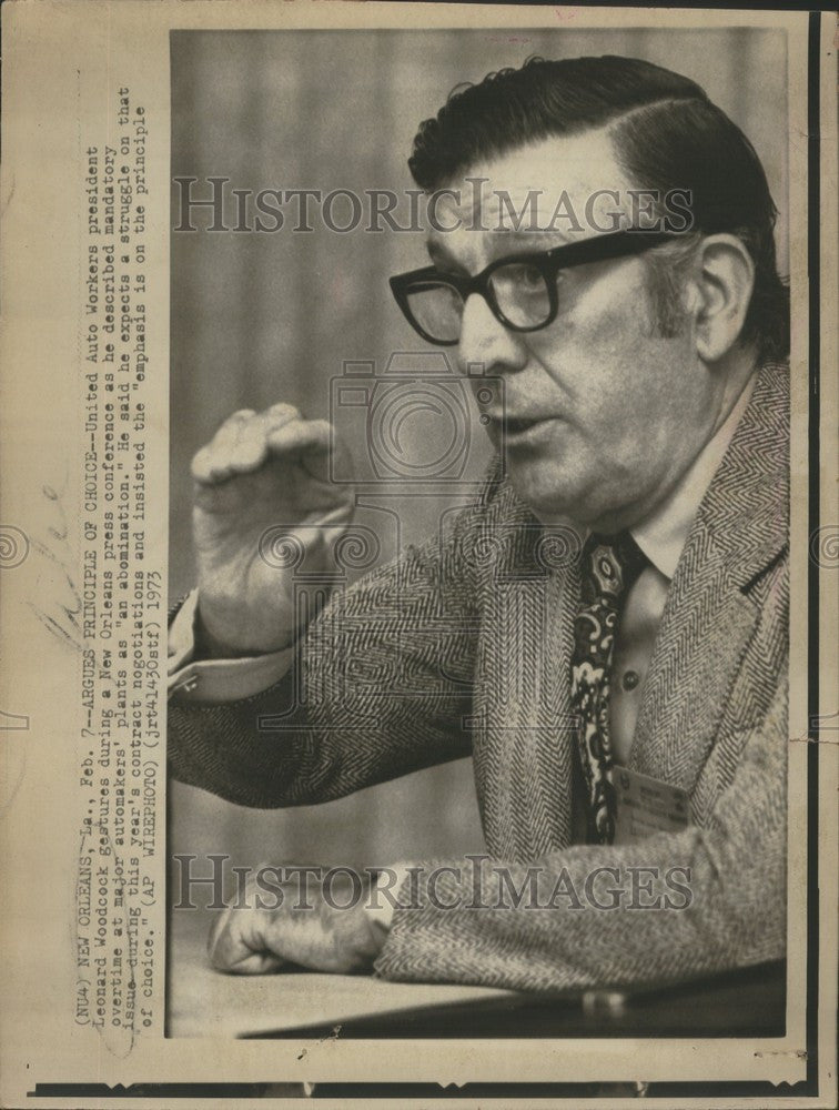 1973 Press Photo Leonard Woodcock American Autoworkers - Historic Images