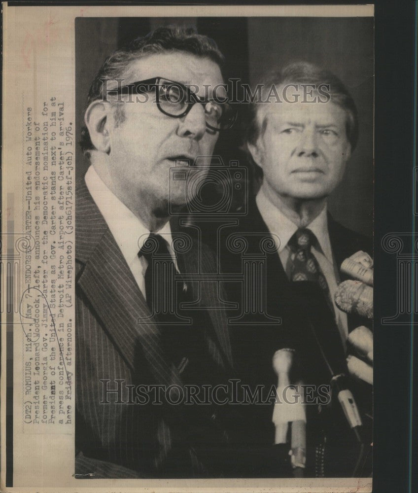 1976 Press Photo Leonard Woodcock Jimmy Carter - Historic Images