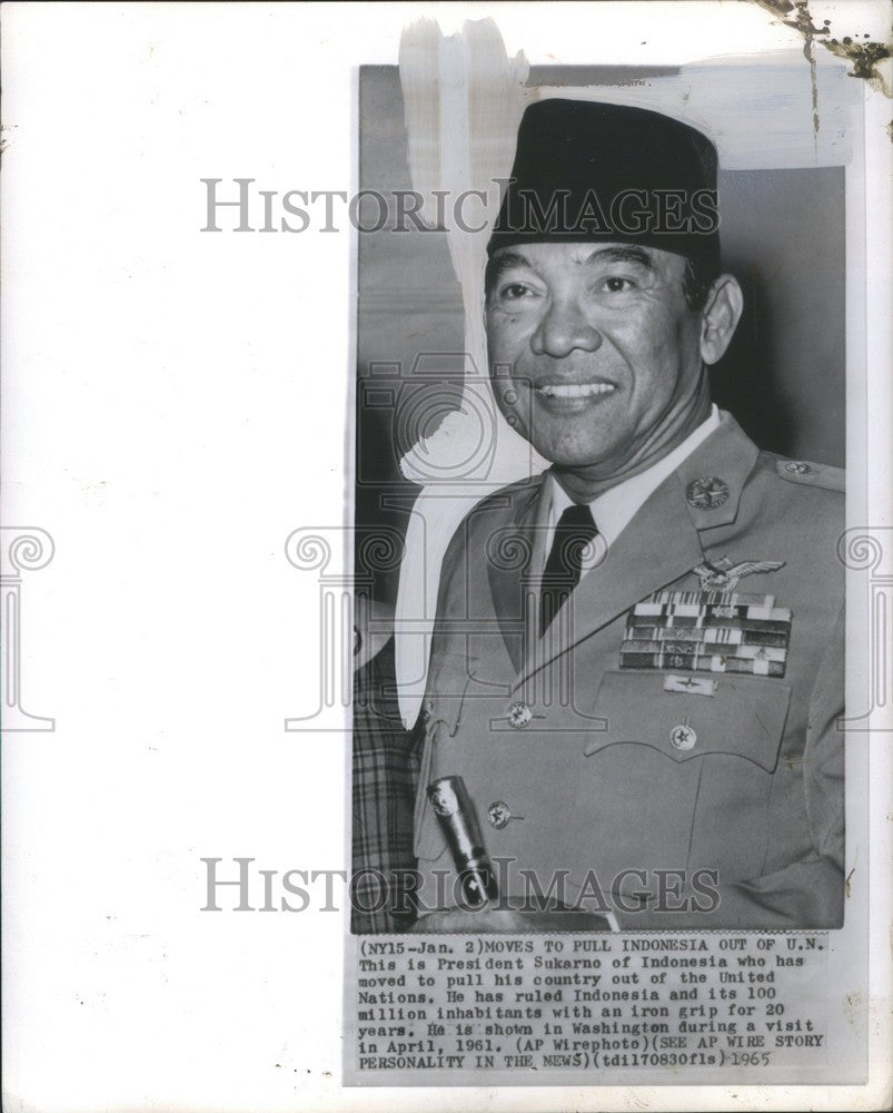 1965 Press Photo Sukarno President Indonesia - Historic Images