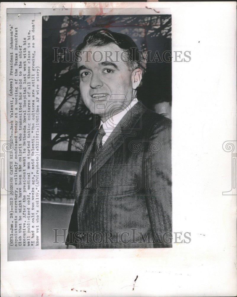 1965 Press Photo Jack Joseph Valenti President  MPA - Historic Images