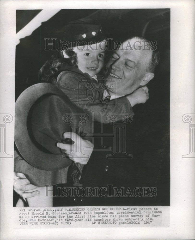 1947 Press Photo Harold E. Stassen Politician - Historic Images