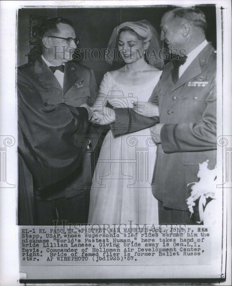 1957 Press Photo John P stapp marries Lillian Lanese - Historic Images