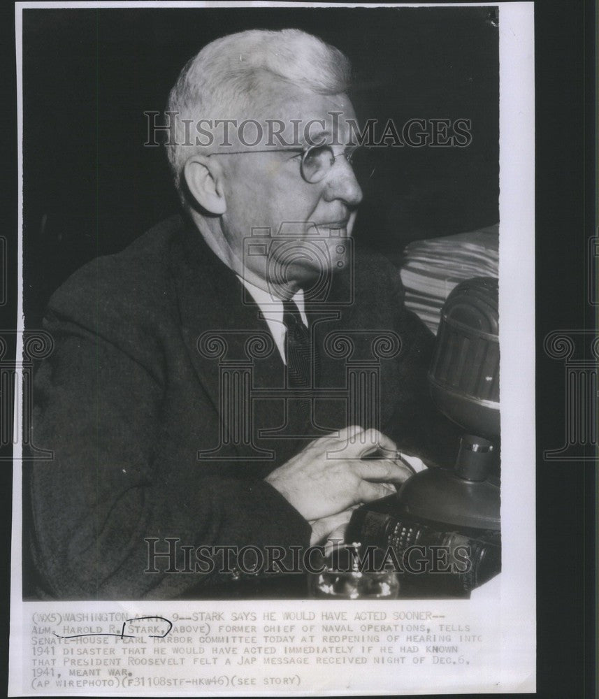 1946 Press Photo Admiral Harold Stark Pearl Harbor - Historic Images