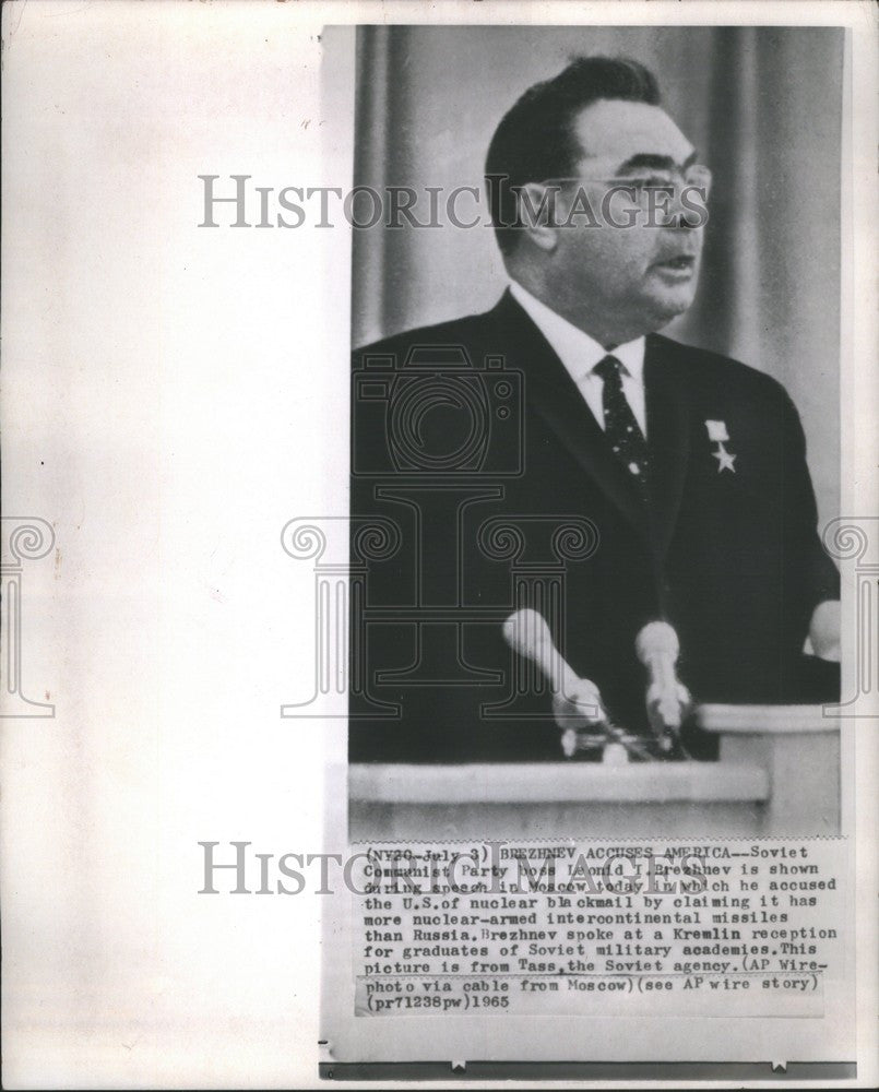 1965 Press Photo Soviet Party boss Leonid Brezhnev - Historic Images