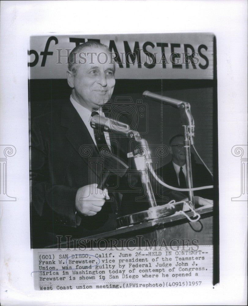 1957 Press Photo Frank W. Brewster Teamsters corruption - Historic Images