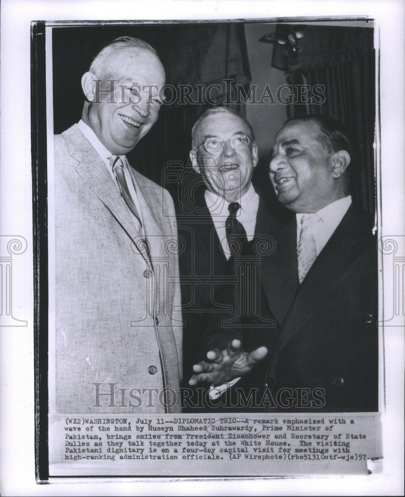 1957 Press Photo Suhrawardy Prime Minister Pakistan - Historic Images