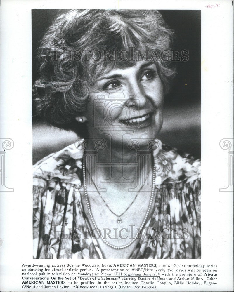 1986 Press Photo Joanne Woodward American Masters - Historic Images