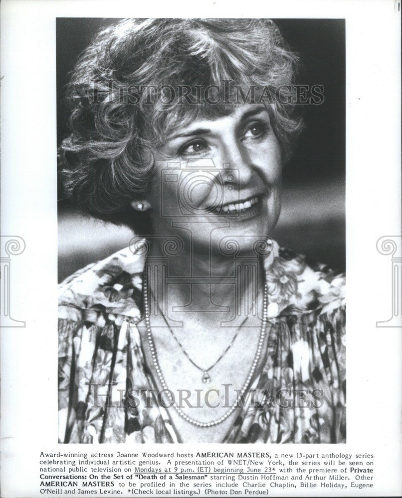 1987 Press Photo Joanne Woodward Hosts American Masters - Historic Images