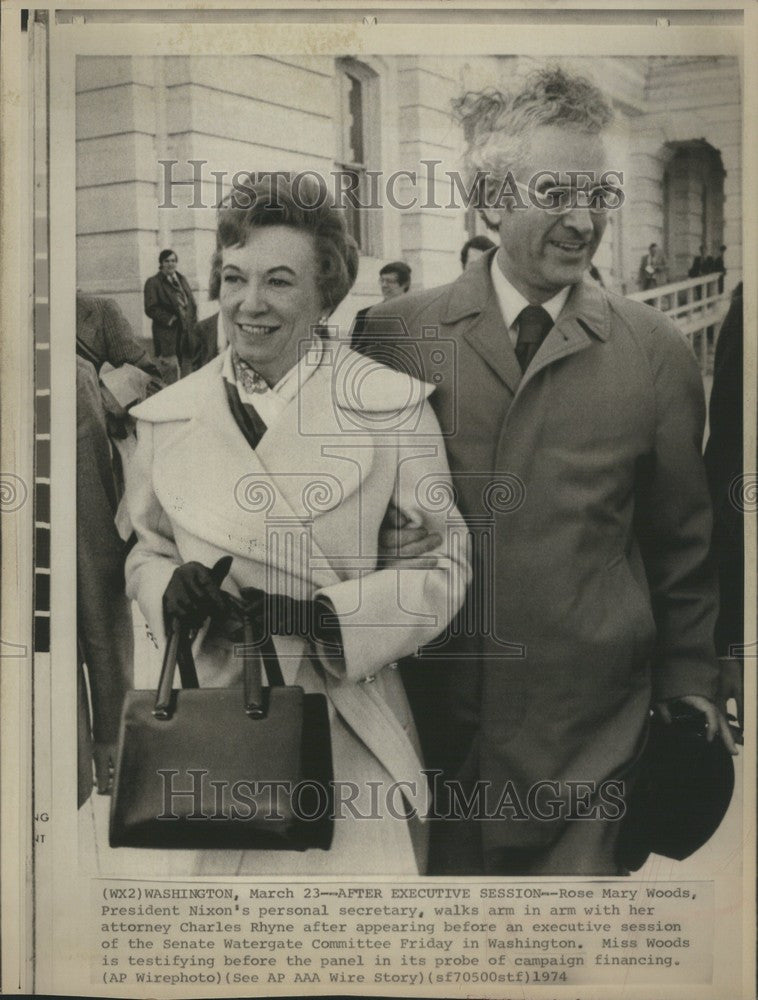 1974 Press Photo Rose Mary Woods testifies Watergate - Historic Images