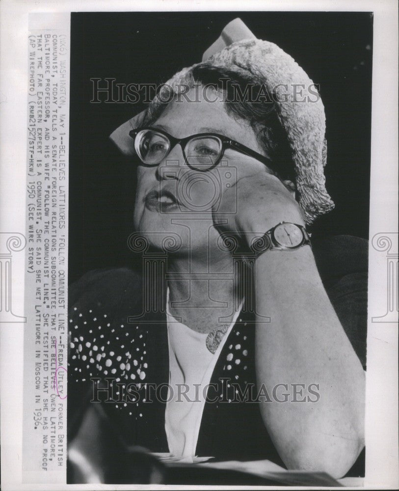 1950 Press Photo Freda Utley scholar activist author - Historic Images