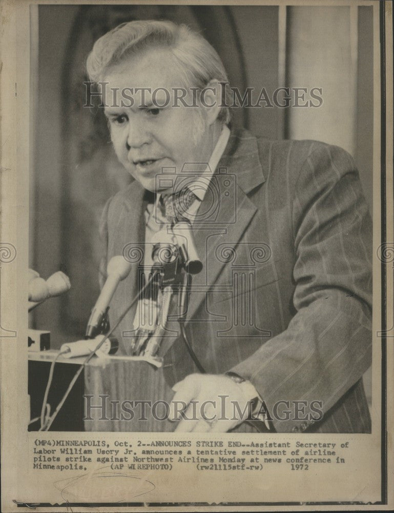 1972 Press Photo William Usory Northwest Airline Strike - Historic Images