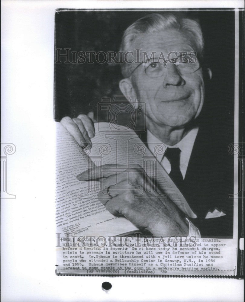 1959 Press Photo dr. uphaus threatened jail term - Historic Images