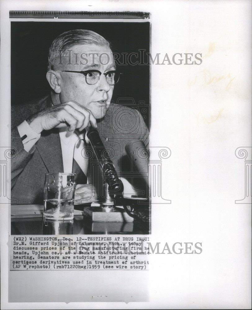 1959 Press Photo giifford upjohn senators hearing price - Historic Images