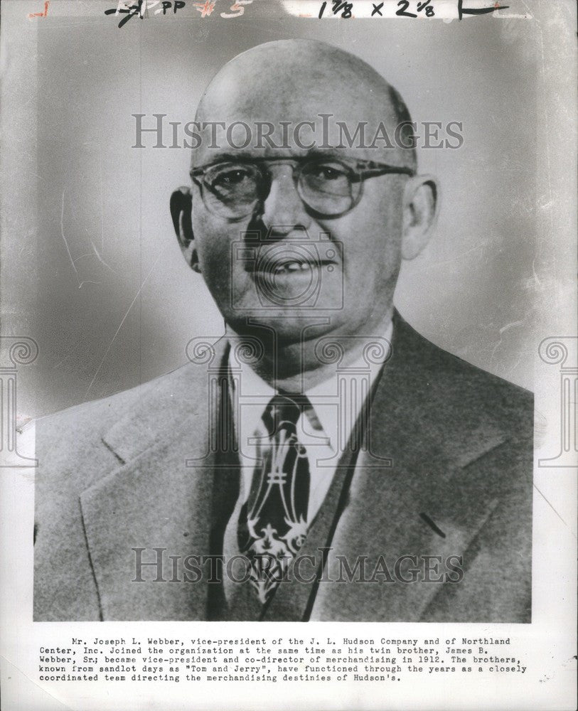 1954 Press Photo Joseph L. Webber vice-president Hudson - Historic Images