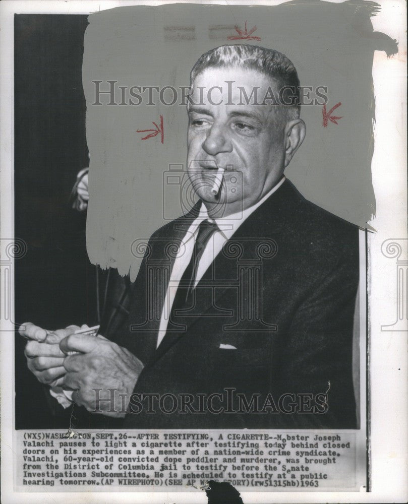 1963 Press Photo Mobster Joseph Valachi testifies - Historic Images