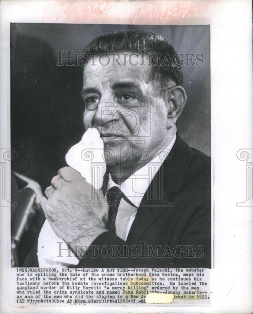 1963 Press Photo Joseph Valachi testimony subcommittee - Historic Images