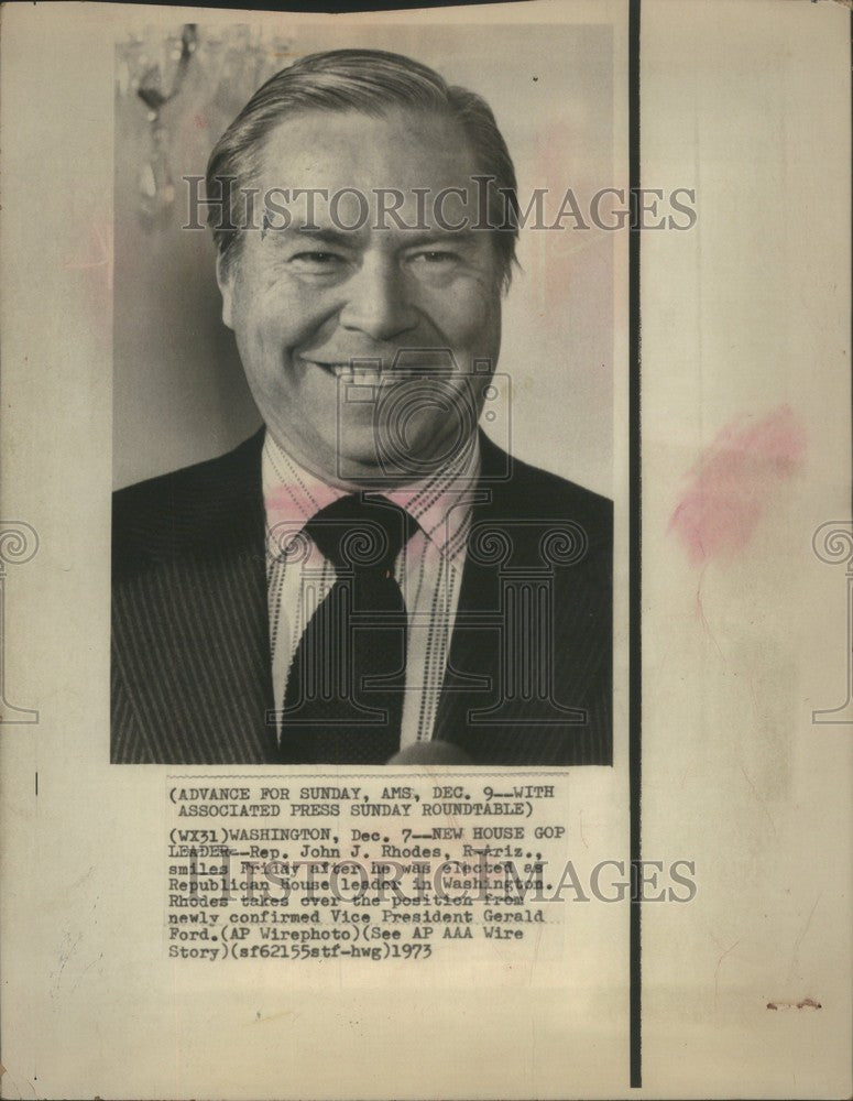 1973 Press Photo Rep John J Rhodes House GOP leader - Historic Images