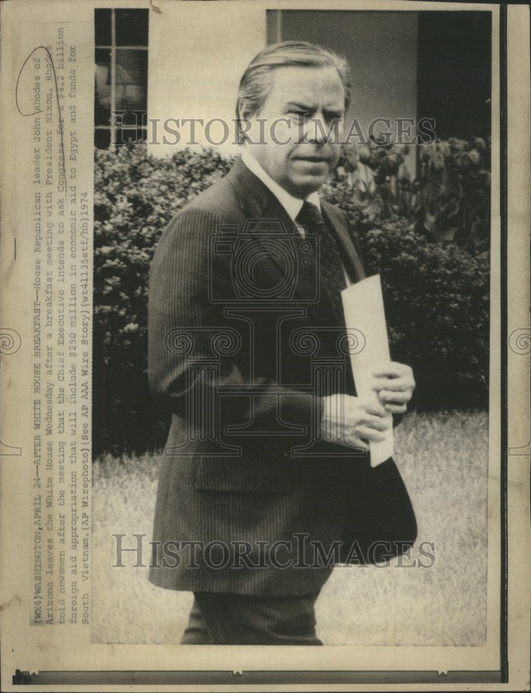 1974 Press Photo John Rhodes Republican White House - Historic Images