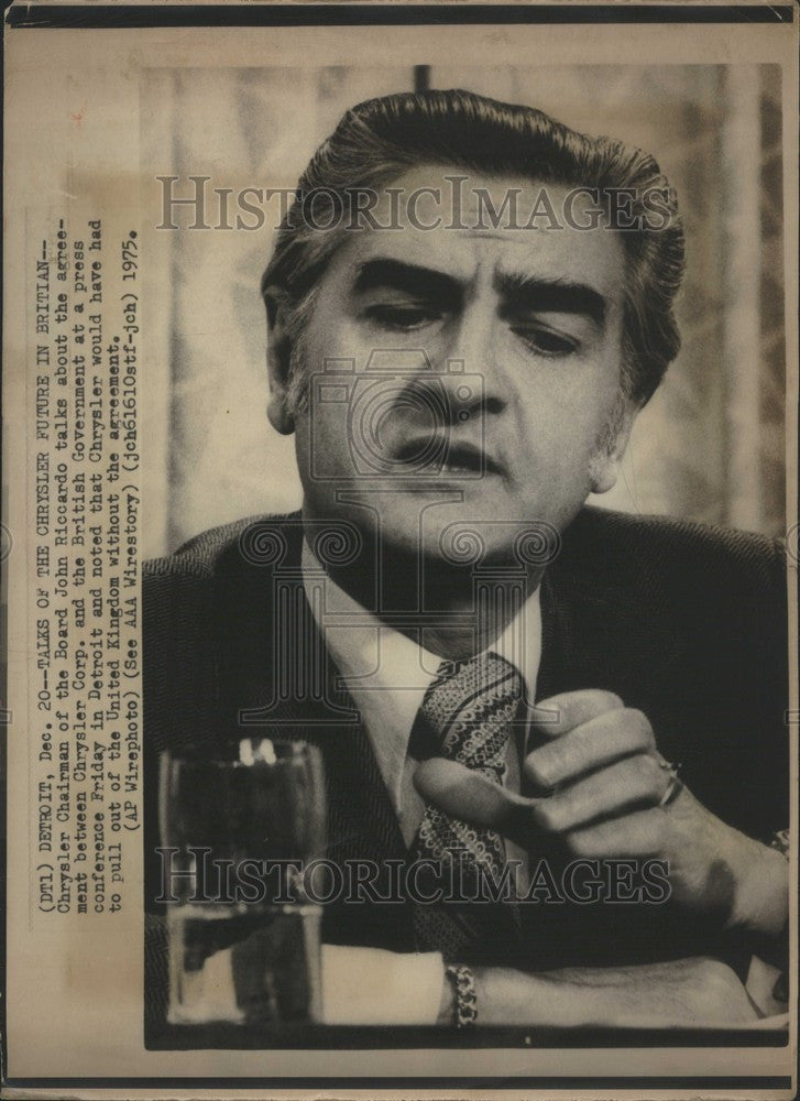 1975 Press Photo John Riccardo Chrysler Chairman - Historic Images