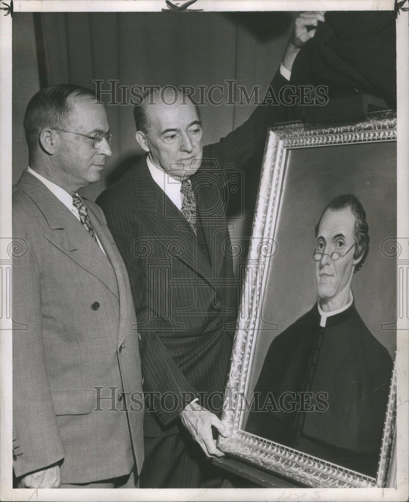 1950 Press Photo Father Gabriel Richard painting - Historic Images