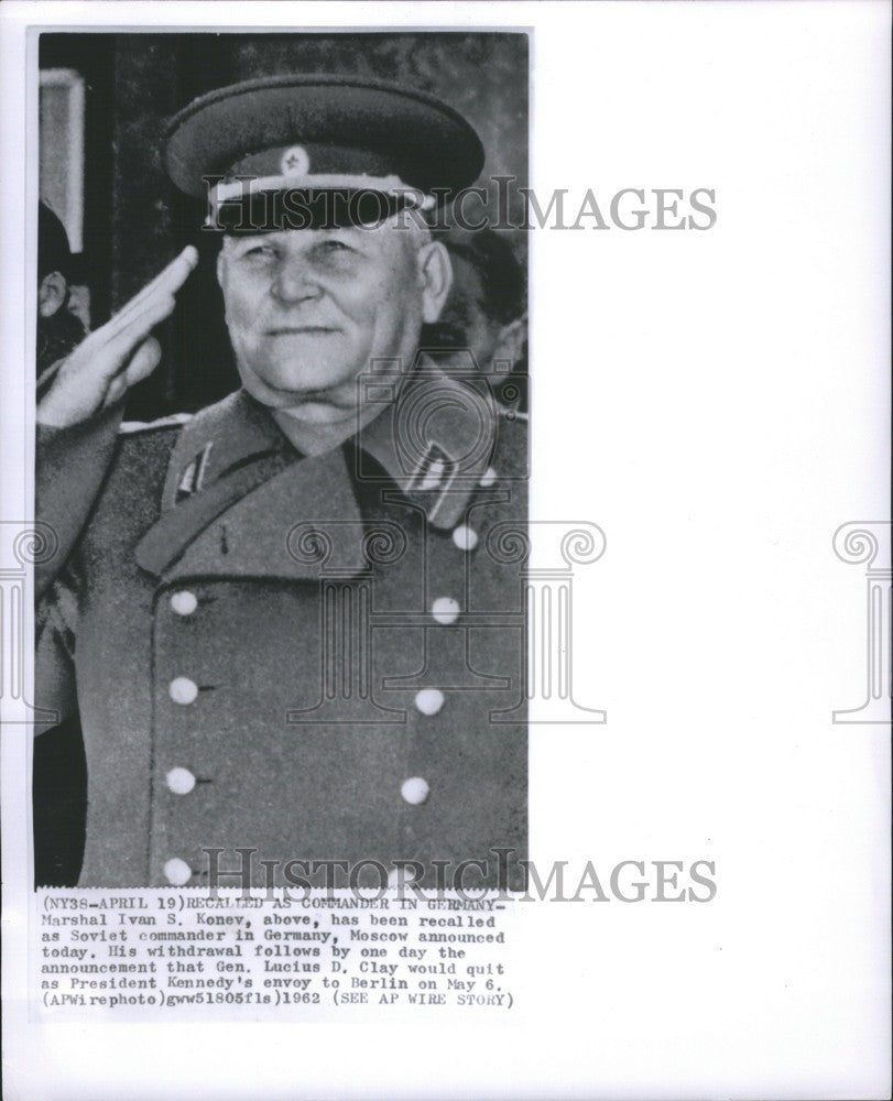 1962 Press Photo Marshal Ivan S Konev Soviet commander - Historic Images