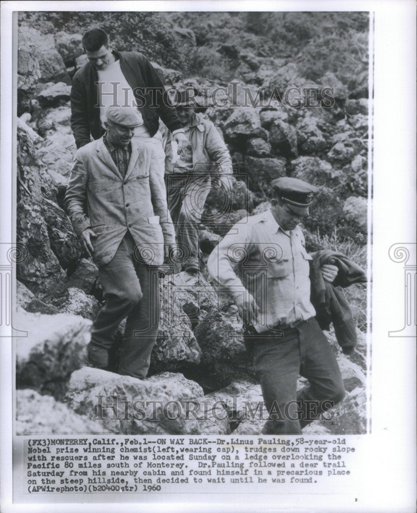 1960 Press Photo Dr Linus Pauling Nobel chemist rescued - Historic Images