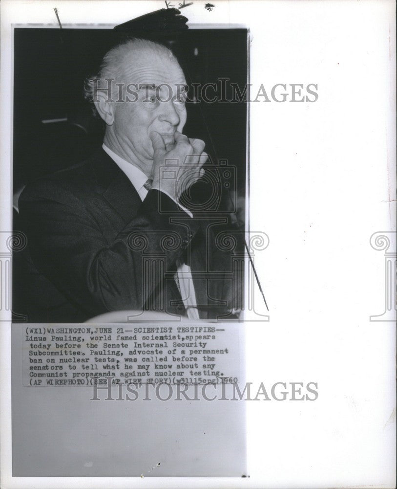 1960 Press Photo Linus Pauling Scientist American Nobel - Historic Images