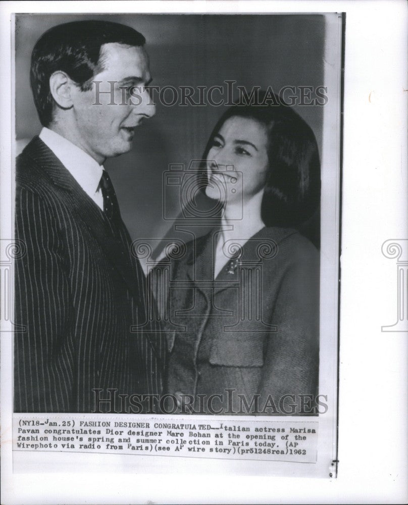 1962 Press Photo Marisa Pavan Actress Mare Boahn Dior - Historic Images