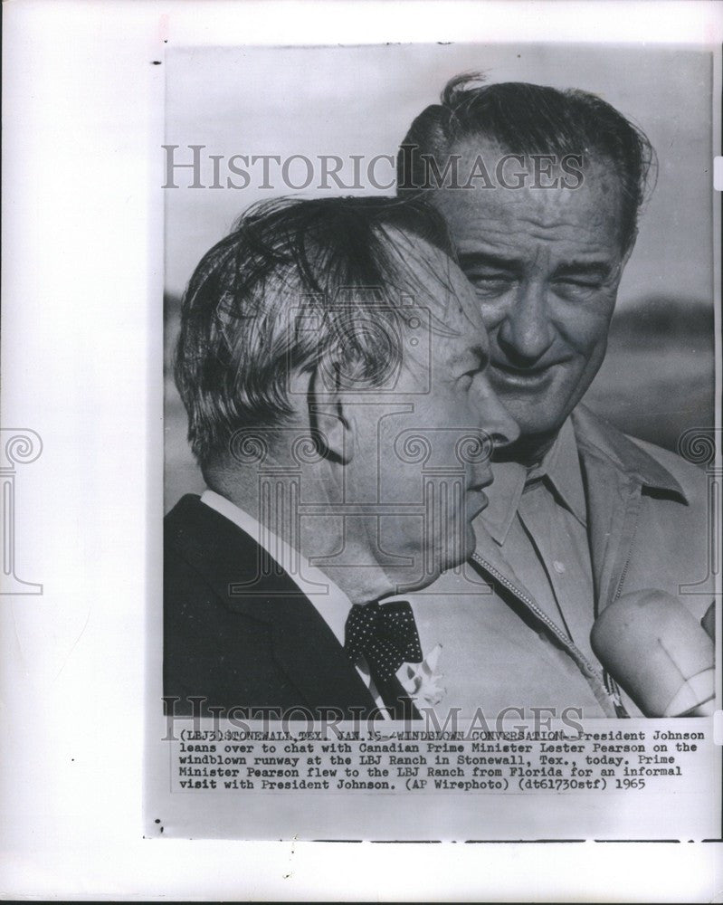 1975 Press Photo President Johnson Lester Pearson LBJ - Historic Images