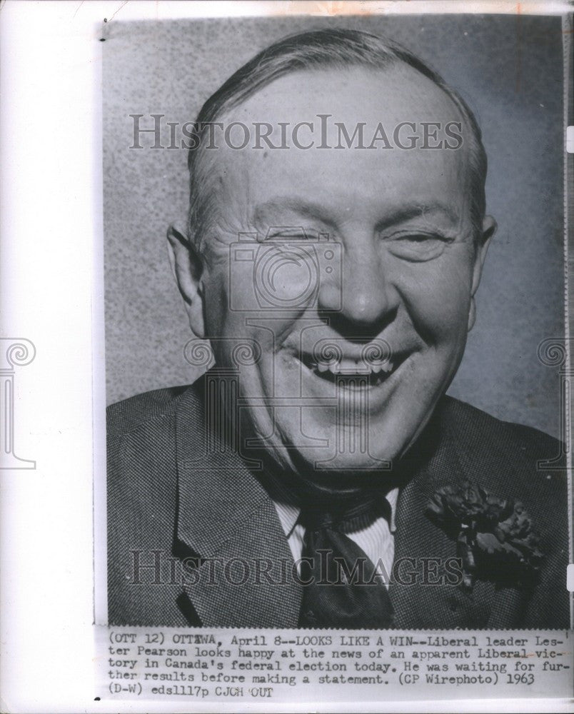 1963 Press Photo Liberal leader Lester Pearson - Historic Images