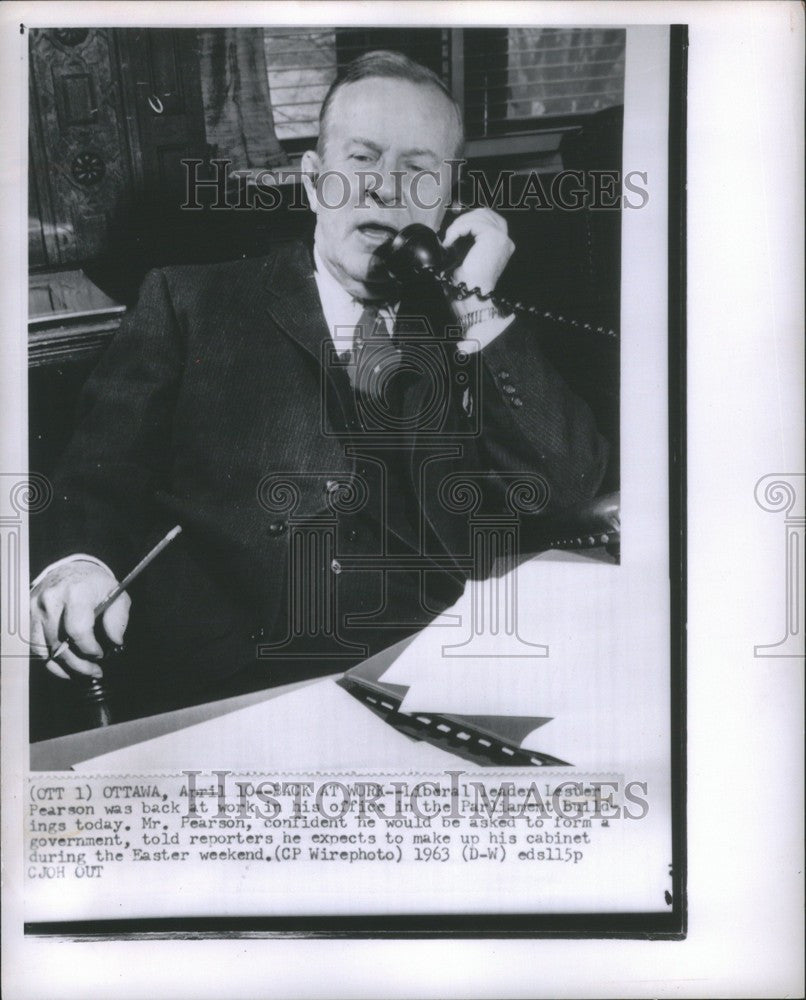 1963 Press Photo Lester B. Pearson Canadian professor - Historic Images