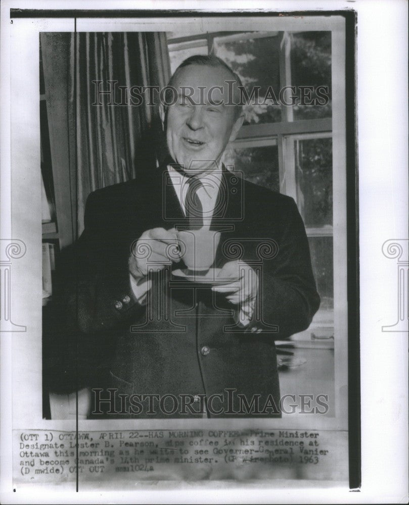 1963 Press Photo Lester B Pearson Canada Prime Minister - Historic Images