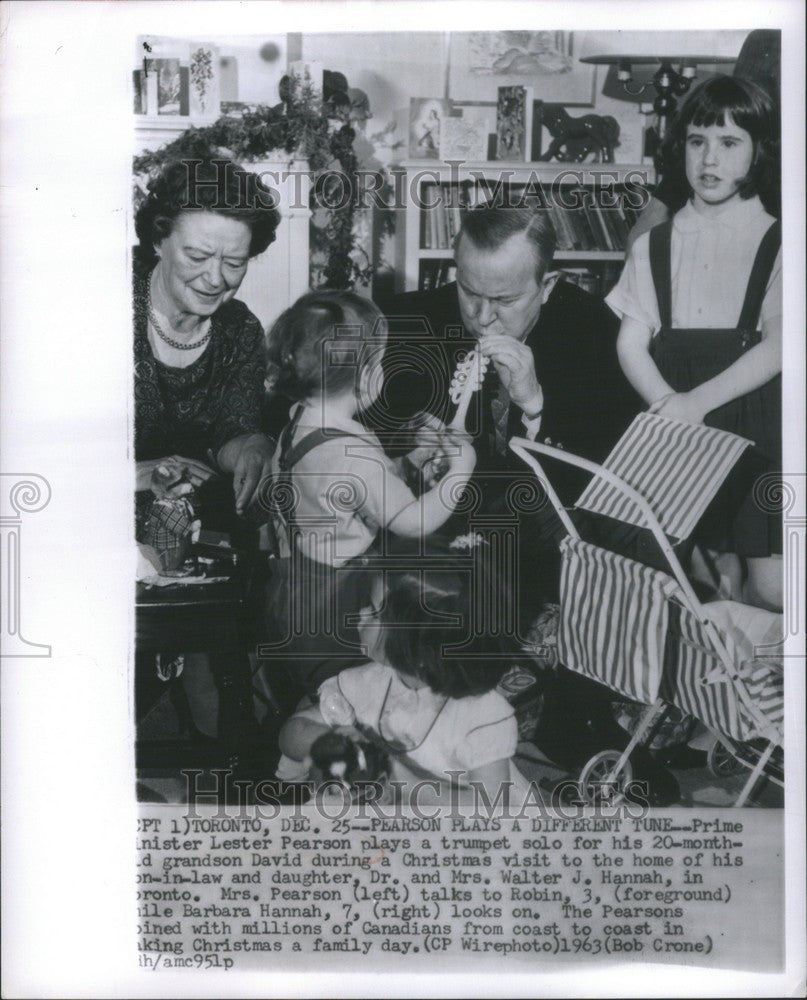 1963 Press Photo Lester Pearson plays trumpet solo - Historic Images