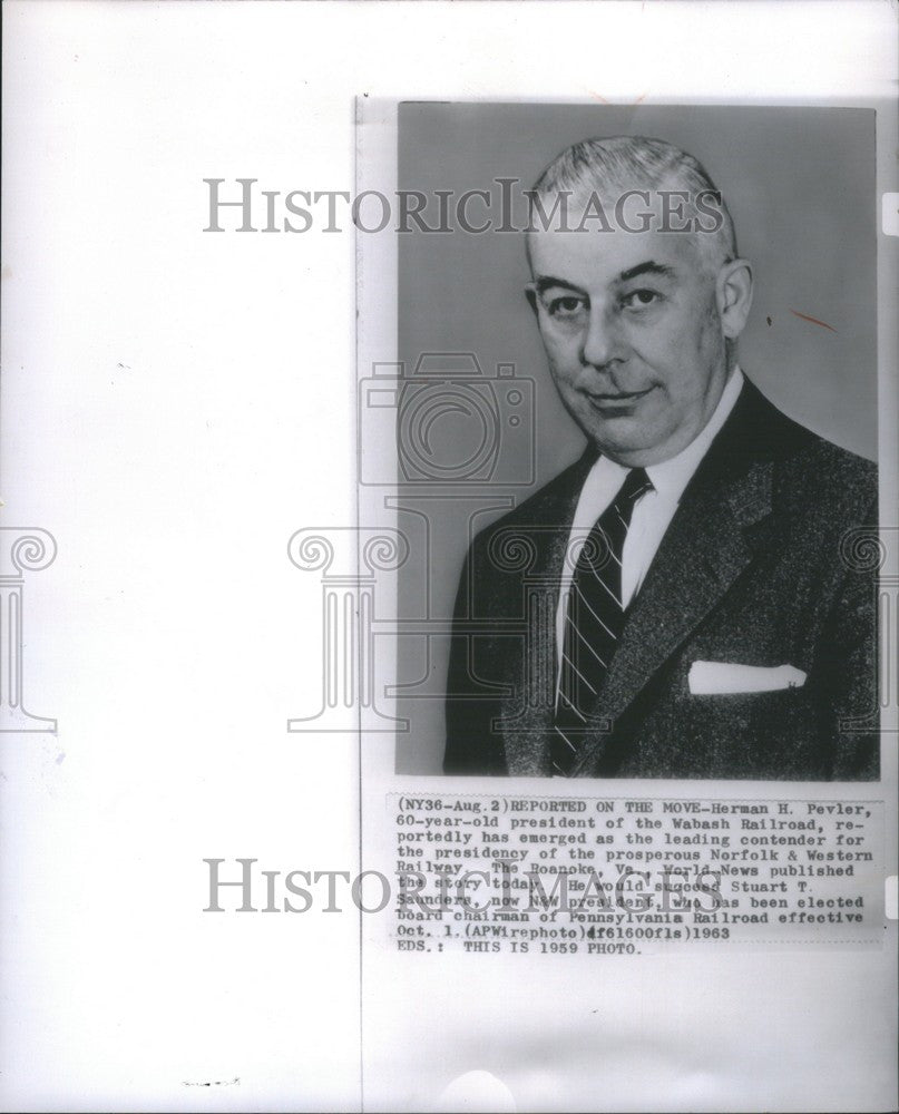 1963 Press Photo Herman H. Pevler President - Historic Images