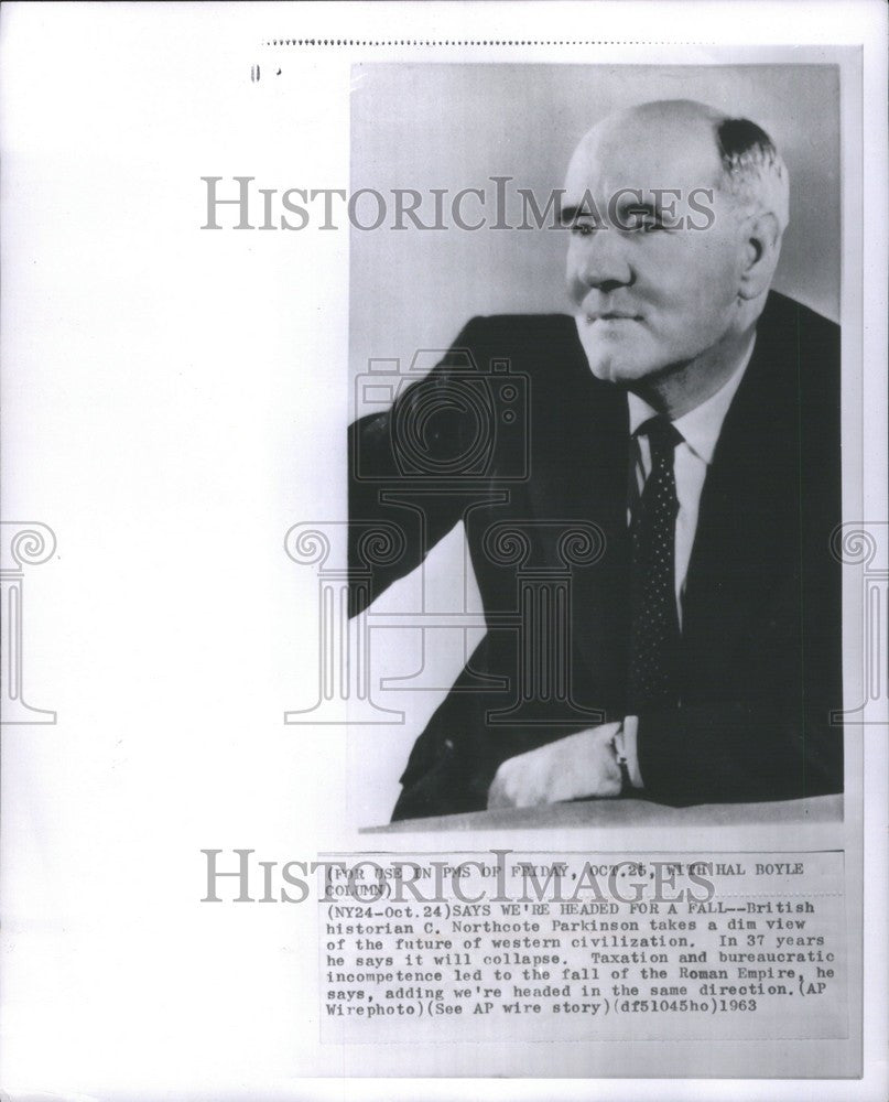 1963 Press Photo northcote parkinson taxation bureau - Historic Images