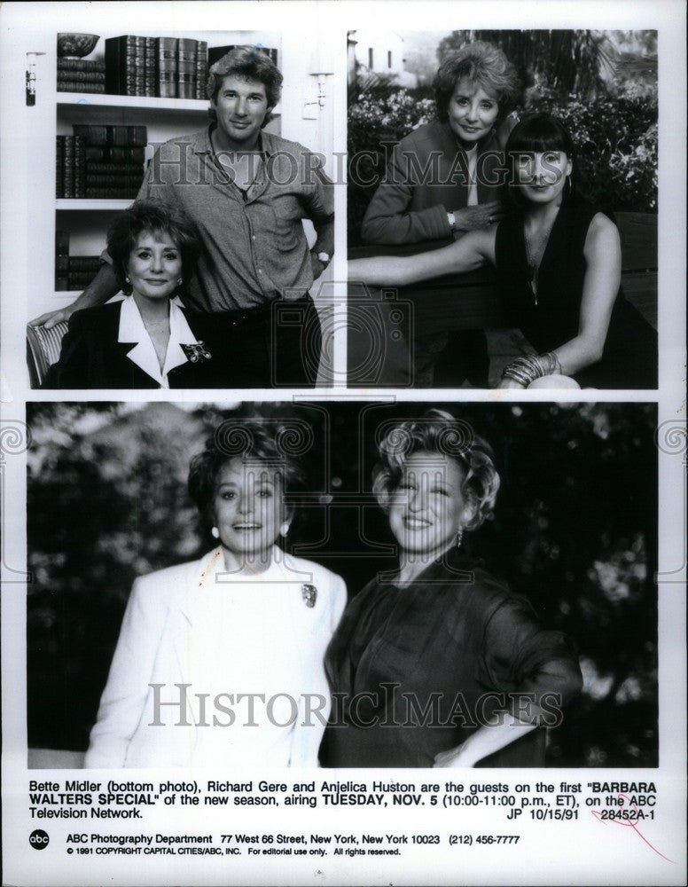 1991 Press Photo Bette Midler Richad Gere Anjelica - Historic Images