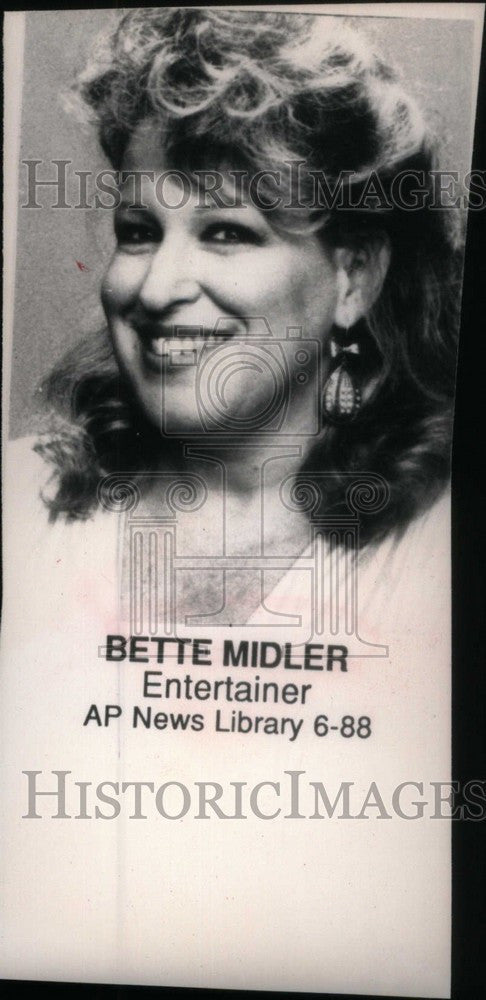 1988 Press Photo Bette Midler Entertainer - Historic Images